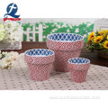 Custom Striped Double Color Ceramic Planters Flowerpots